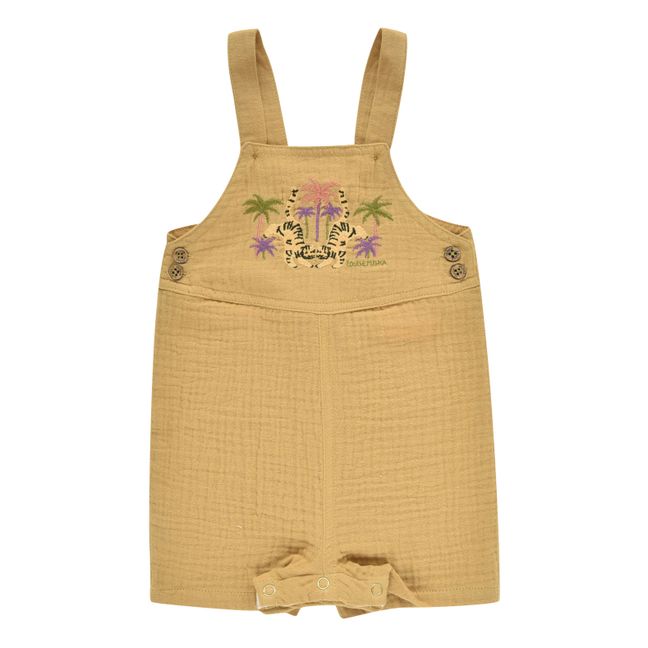 Atilo Embroidered Cotton Muslin Overalls | Amarillo Mostaza