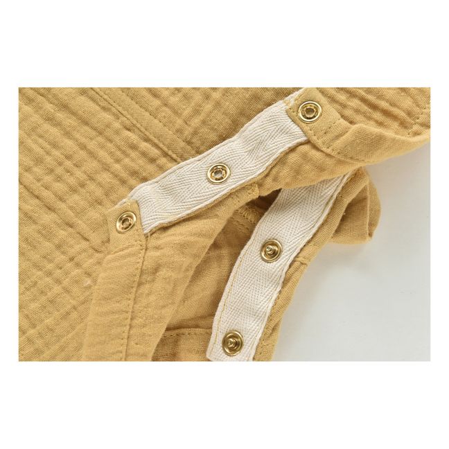 Atilo Embroidered Cotton Muslin Overalls | Mustard