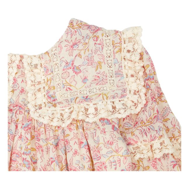 Vestito in cotone organico a fiori Arinola | Ecru