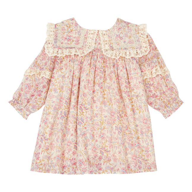 Vestito in cotone organico a fiori Arinola | Ecru