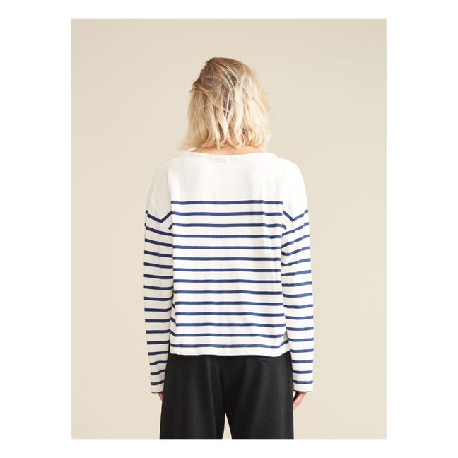 T-shirt Vailo in cotone organico a righe - Collezione Donna | Blu marino