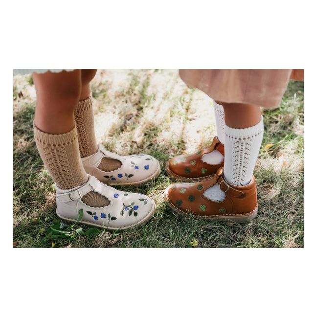 Embroidered T-Bar Baby Shoes - Uniqua Capsule Collection | Cognac