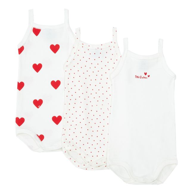 Set of 3 Organic Cotton Strappy Bodysuits | Ecru