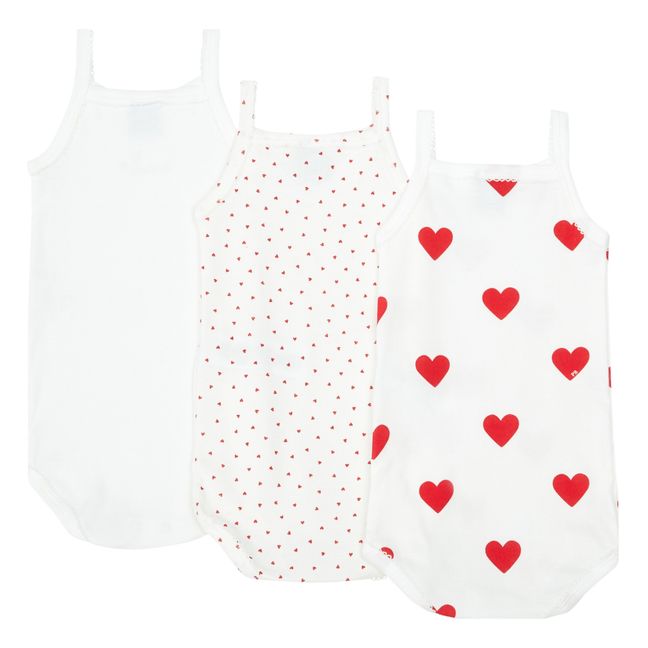 Set of 3 Organic Cotton Strappy Bodysuits | Ecru