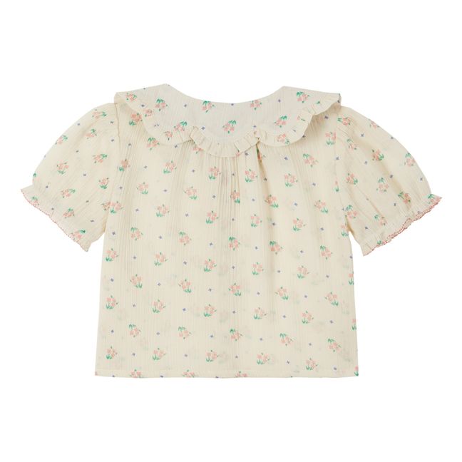 Bluse aus Krepp Blumenmuster | Seidenfarben