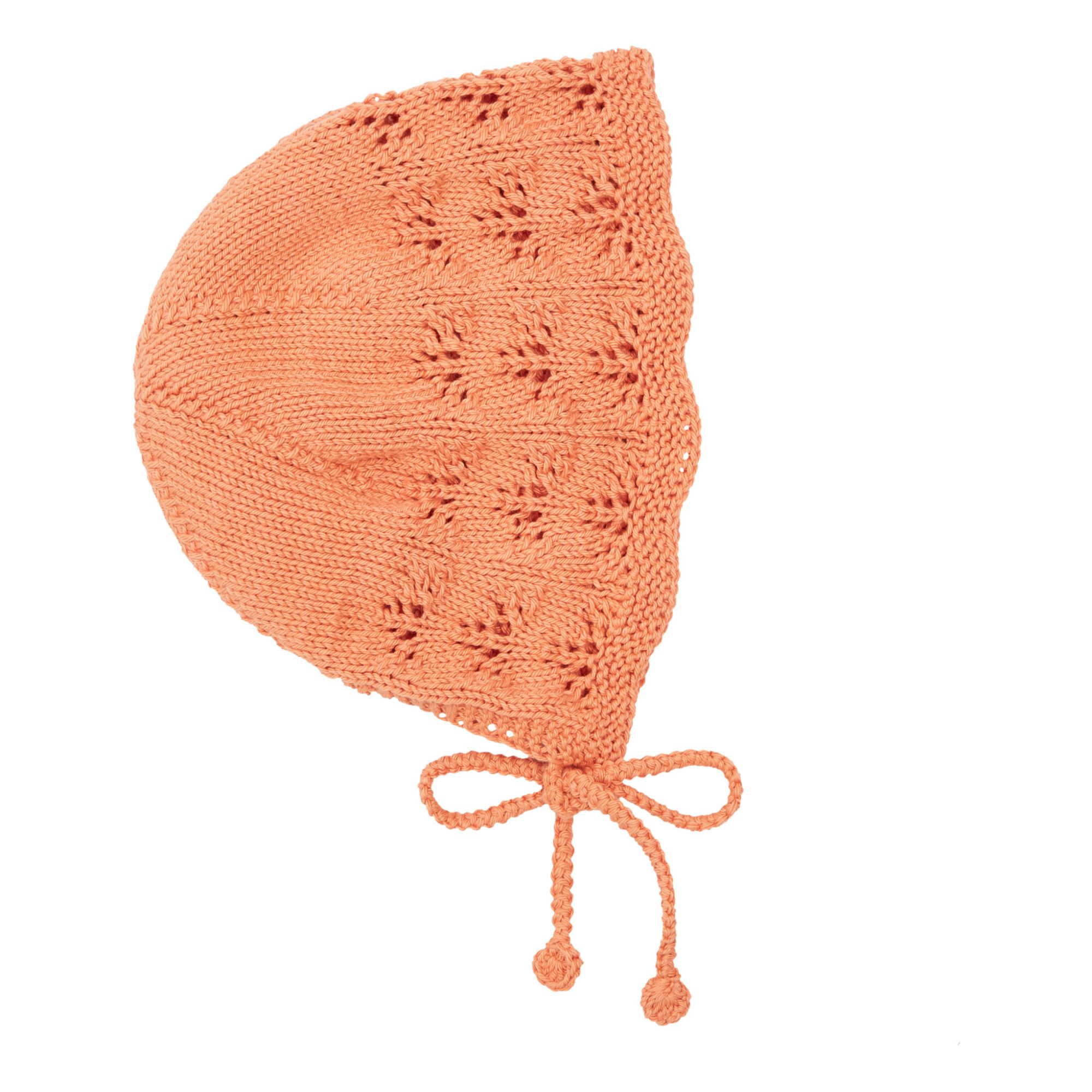 Openwork knit hat | Apricot- Product image n°0