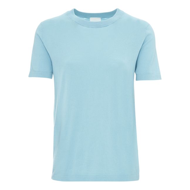 T-shirt in maglia fine in cotone organico - Collezione Donna | Azzurro