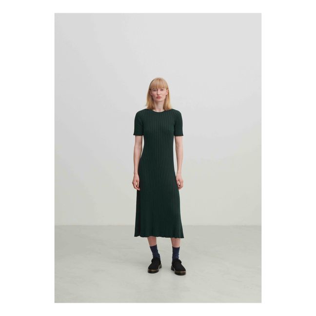 Vestido de algodón orgánico Rib - Colección Mujer | Verde Oscuro