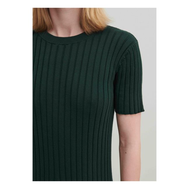 Organic Cotton Ribbed Dress - Women's Collection | Dark green