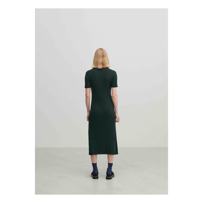 Vestido de algodón orgánico Rib - Colección Mujer | Verde Oscuro