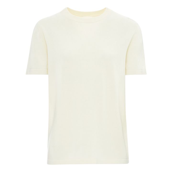 Camiseta de manga corta de punto fino de algodón orgánico - Colección Mujer | Crudo- Imagen del producto n°0