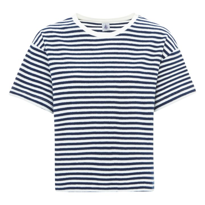 Le Boxy Terry Cloth T-Shirt - Women's Collection | Navy blue- Product image n°0
