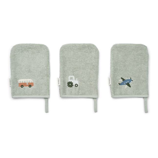 Gants de toilette en coton bio Franciso - Set de 3 | Gris tourterelle
