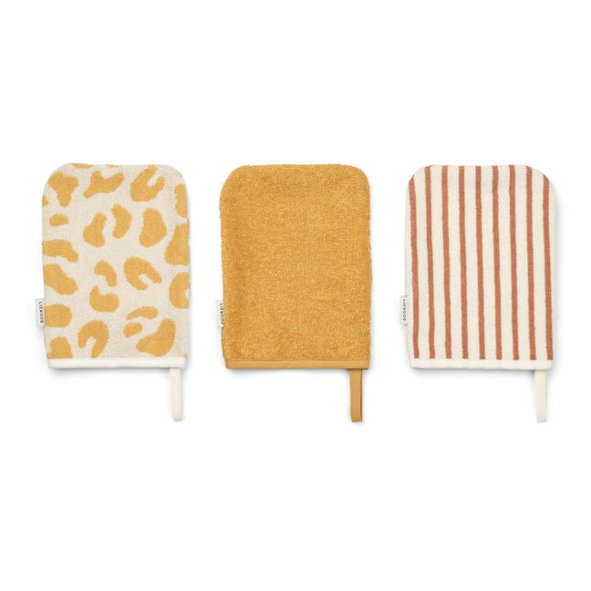 Guanti da bagno in cotone organico Sylvester - Set da 2 | Giallo