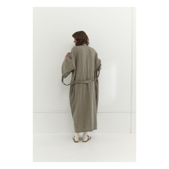 Robe Ceinturée 02 Carreaux Lin | Taupe brown