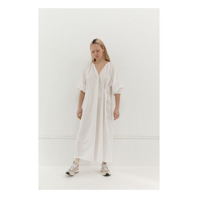 Midikleid The Fold Seersucker Bio-Baumwolle | Weiß