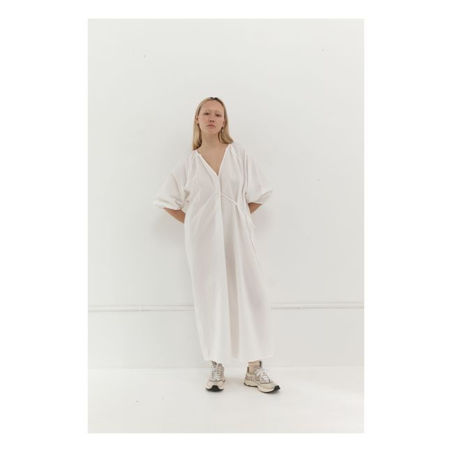 Robe Midi The Fold Seersucker Coton Bio | Blanc