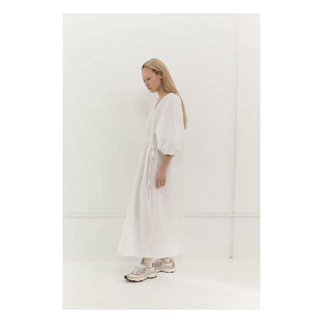 Robe Midi The Fold Seersucker Coton Bio | Blanco