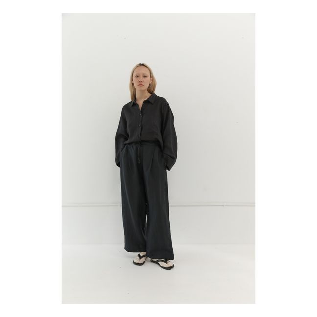 The Drawcord Linen Outfit | Black