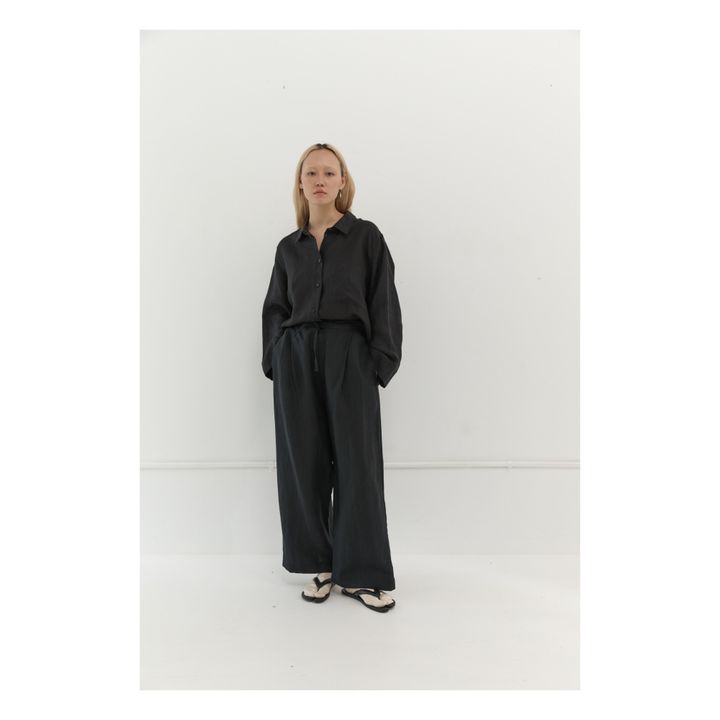 The Drawcord Linen Outfit | Black- Product image n°0