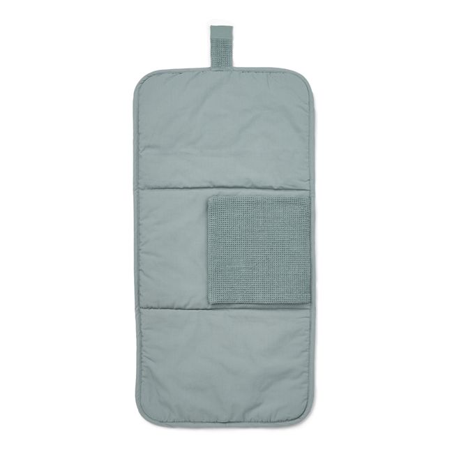 Matelas à langer de voyage en coton bio Kyra | Bleu gris