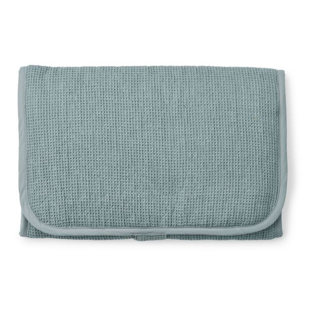Matelas à langer de voyage en coton bio Kyra | Bleu gris