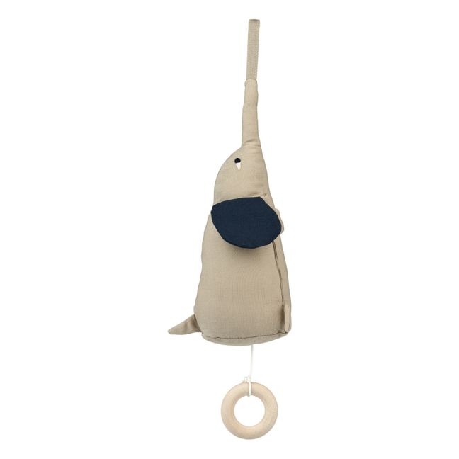 Mobile musical éléphant en coton bio Ailo | Sable