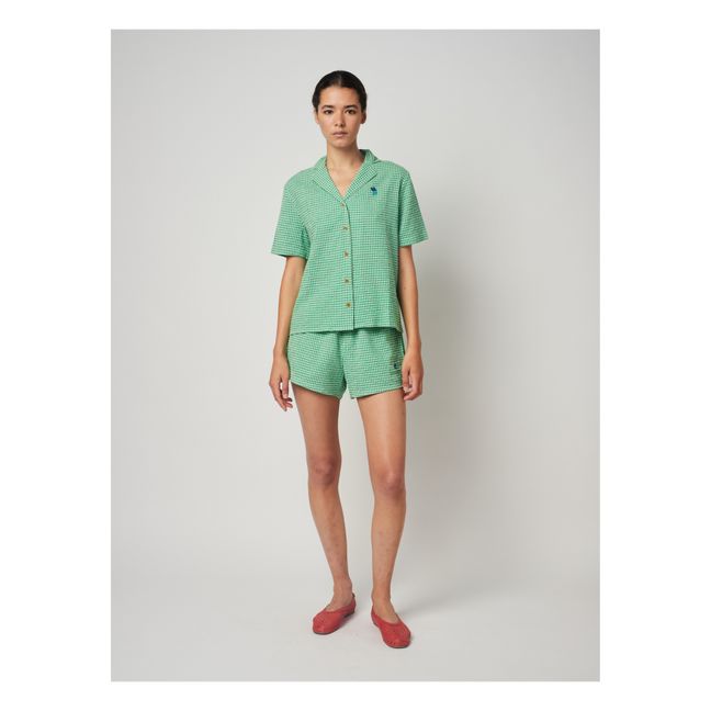 Blusa Vichy de algodón y lino | Verde
