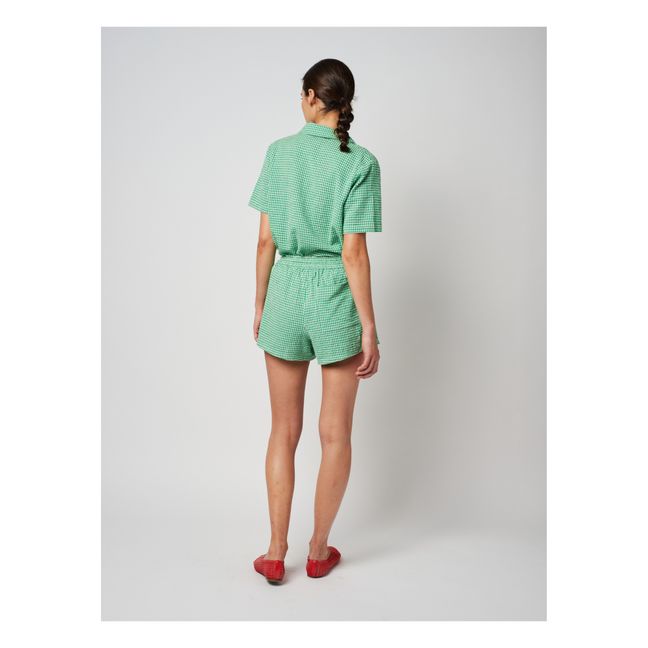 Blusa Vichy de algodón y lino | Verde