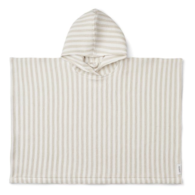 Poncho de algodón orgánico Paco | Stripe Crisp white/Sandy