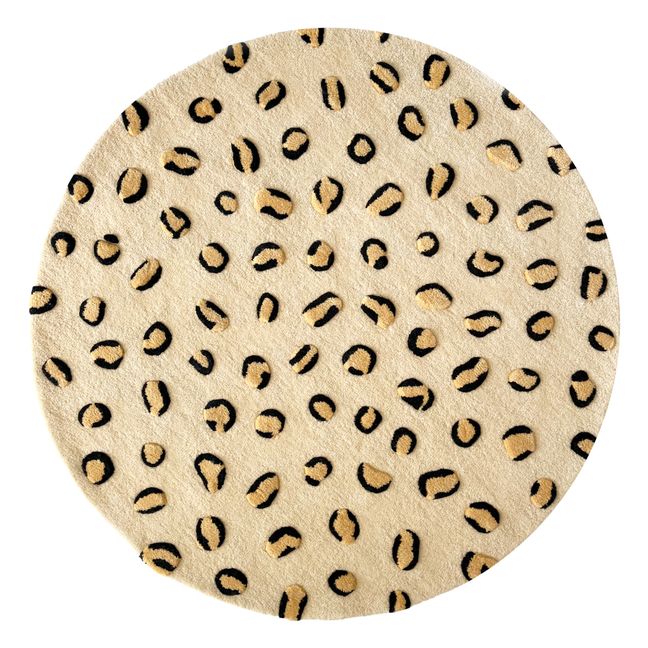 Round Wool Leopard Print Rug