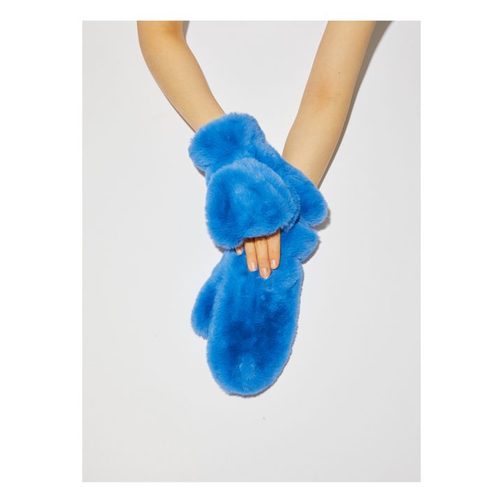 Moufles matelassées bleu electrique femme