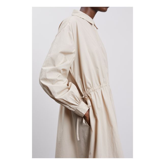 Vestito camicia Mia in popeline di cotone organico | Sabbia
