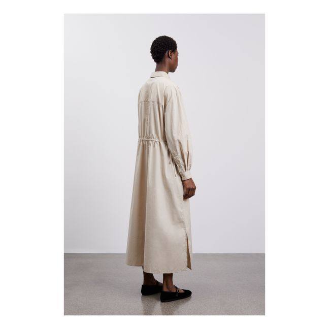 Vestito camicia Mia in popeline di cotone organico | Sabbia