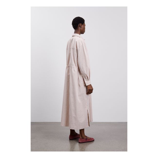 Vestito camicia Mia a righe in cotone organico | Rosso