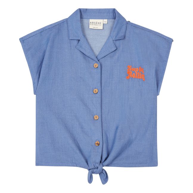 Camisa anudada de algodón orgánico Dolly | Vaquero