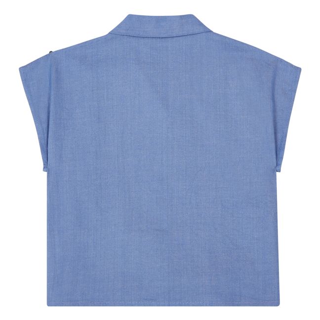 Dolly Organic Cotton Knotted Shirt | Denim blue