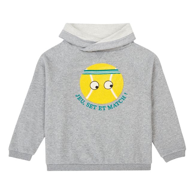 Sudadera con cuello alto de algodón orgánico Djoubi | Gris Jaspeado