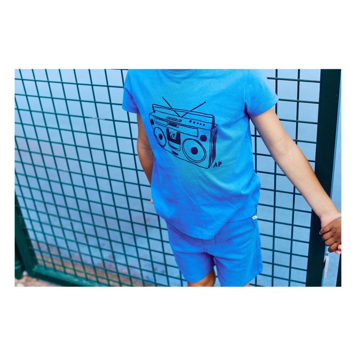 Camiseta de algodón orgánico Dionisio | Azul- Imagen del producto n°3