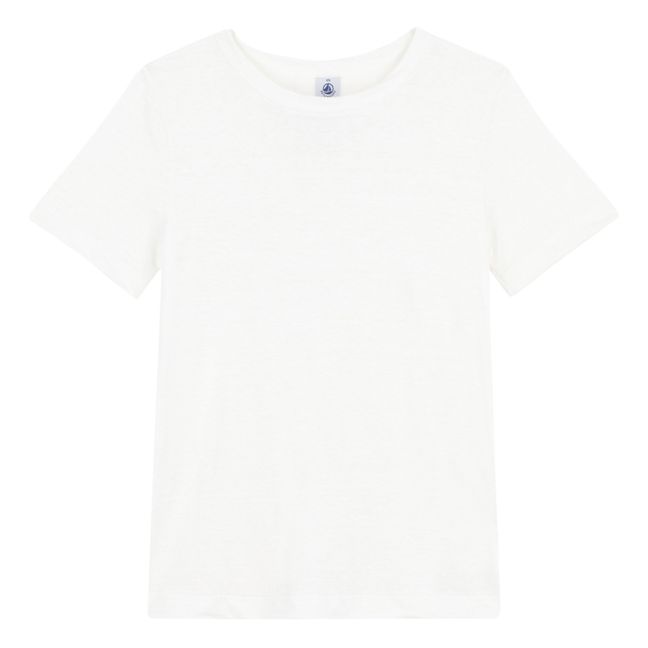 T-Shirt aus Leinen - Damenkollektion  | Weiß