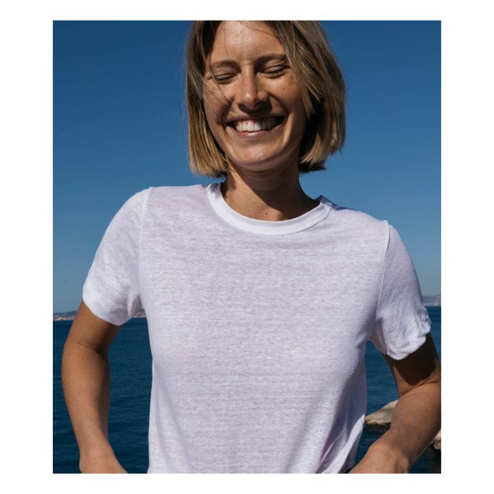 Camiseta de lino - Colección Mujer | Blanco- Imagen del producto n°1