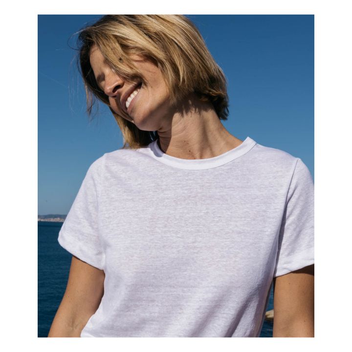 Camiseta de lino - Colección Mujer | Blanco- Imagen del producto n°3