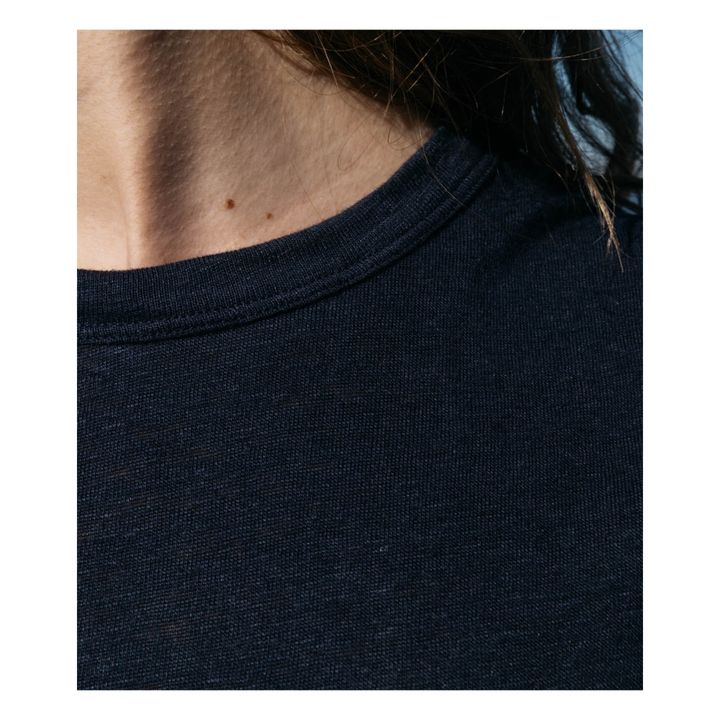 Camiseta de lino - Colección Mujer | Azul Marino- Imagen del producto n°3
