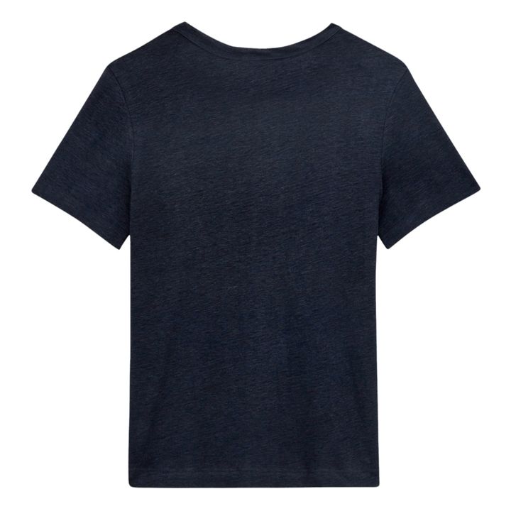 Camiseta de lino - Colección Mujer | Azul Marino- Imagen del producto n°4