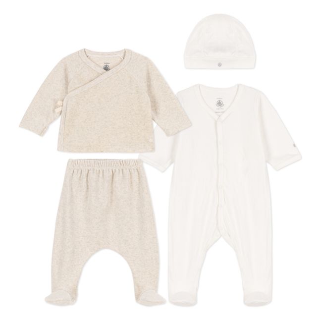 Lot 4 pièces Naissance Coton Bio | Ecru