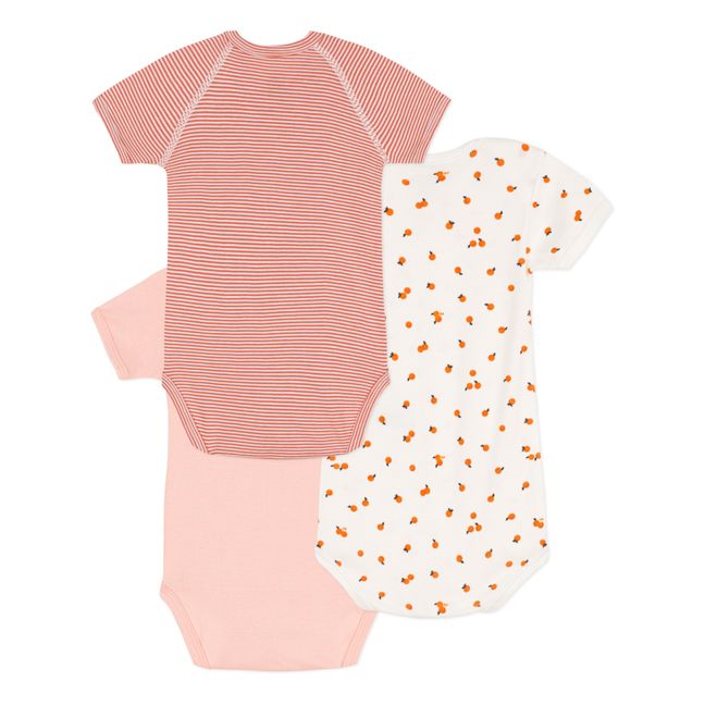 Set of 3 Organic Cotton Wrap Front Short Sleeved Onesies | Pink