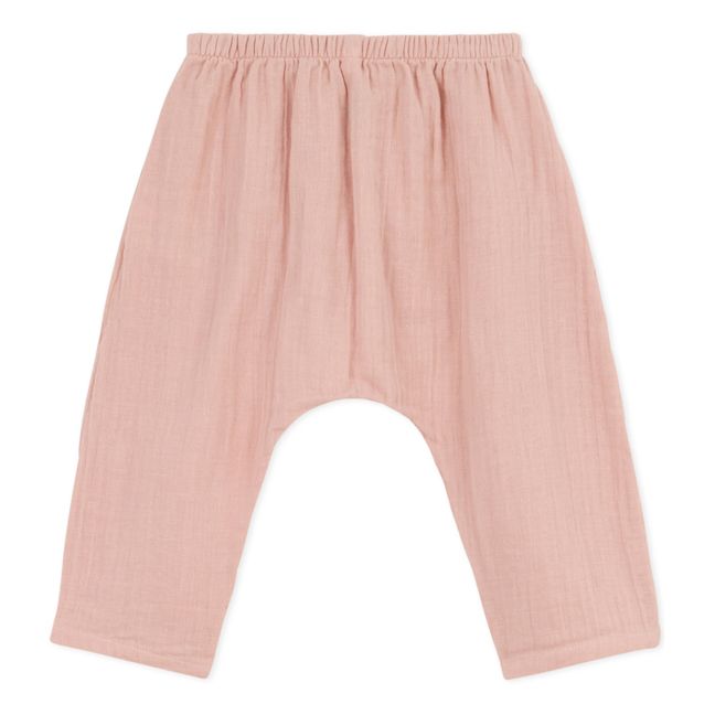 Cotton Gauze Pants with Tie Waist | Pink