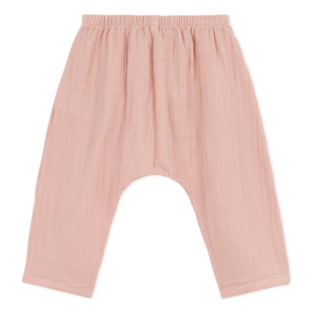 Pantalon avec Lien à Nouer Gaze de Coton | Rose
