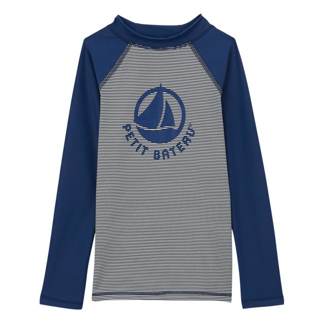 Anti-UV Recycled Material Printed T-shirt | Navy blue