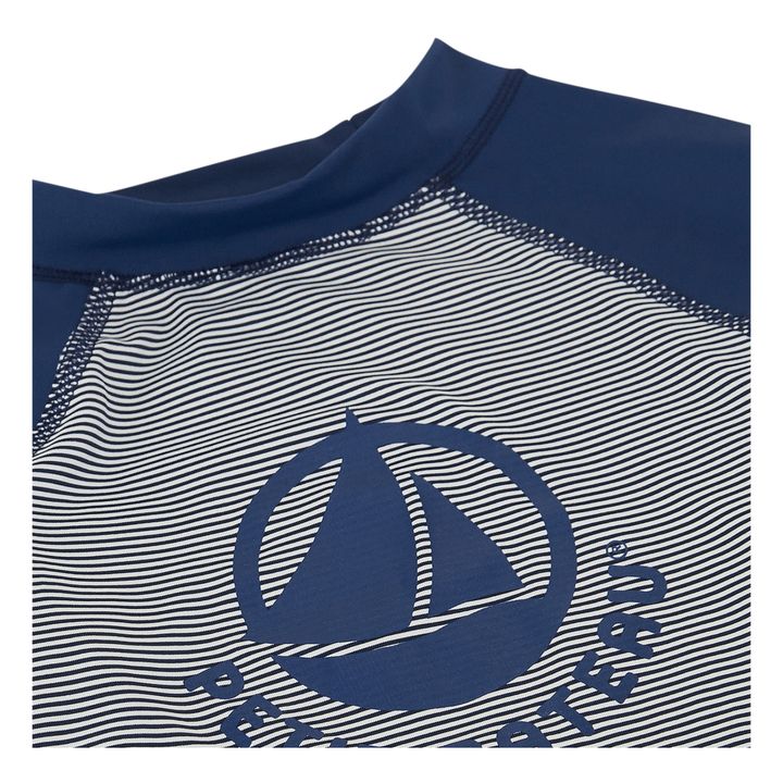 Camiseta a rayas con protección UV hecha de material reciclado | Azul Marino- Imagen del producto n°3